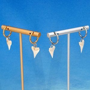 Shark Tooth Gold or Silver Stainless 16mm Huggie Earrings Pair WSTU-HE